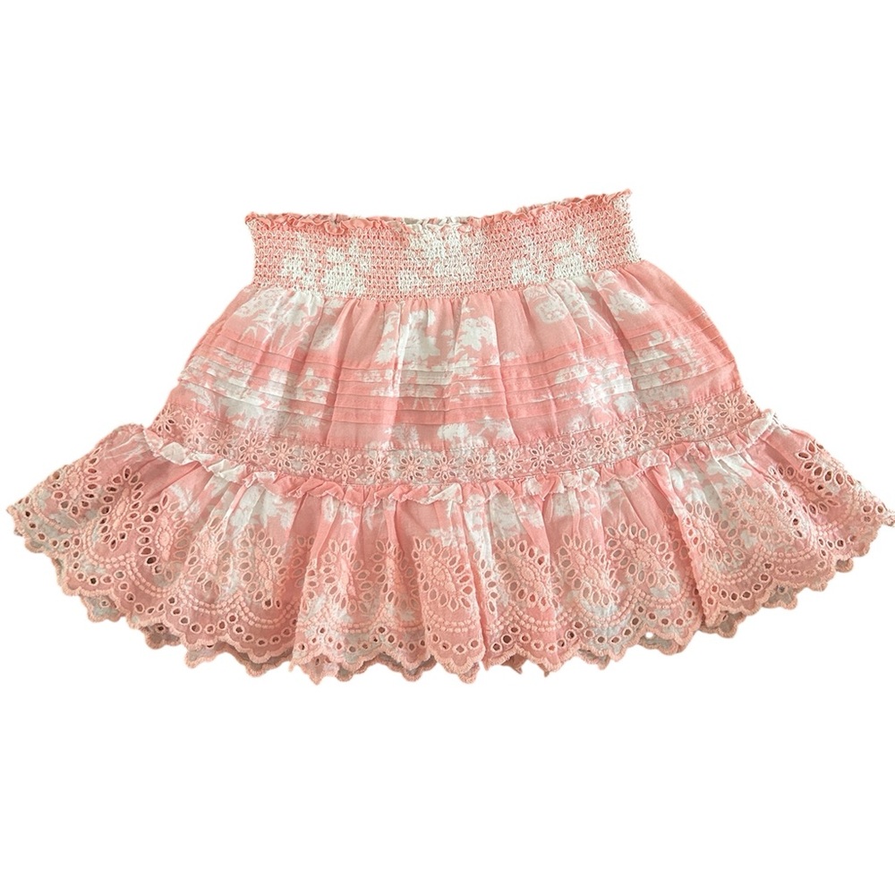 LoveShackFancy Light Pink and White Lace Mini Skirt 100% Cotton - HOST PICK